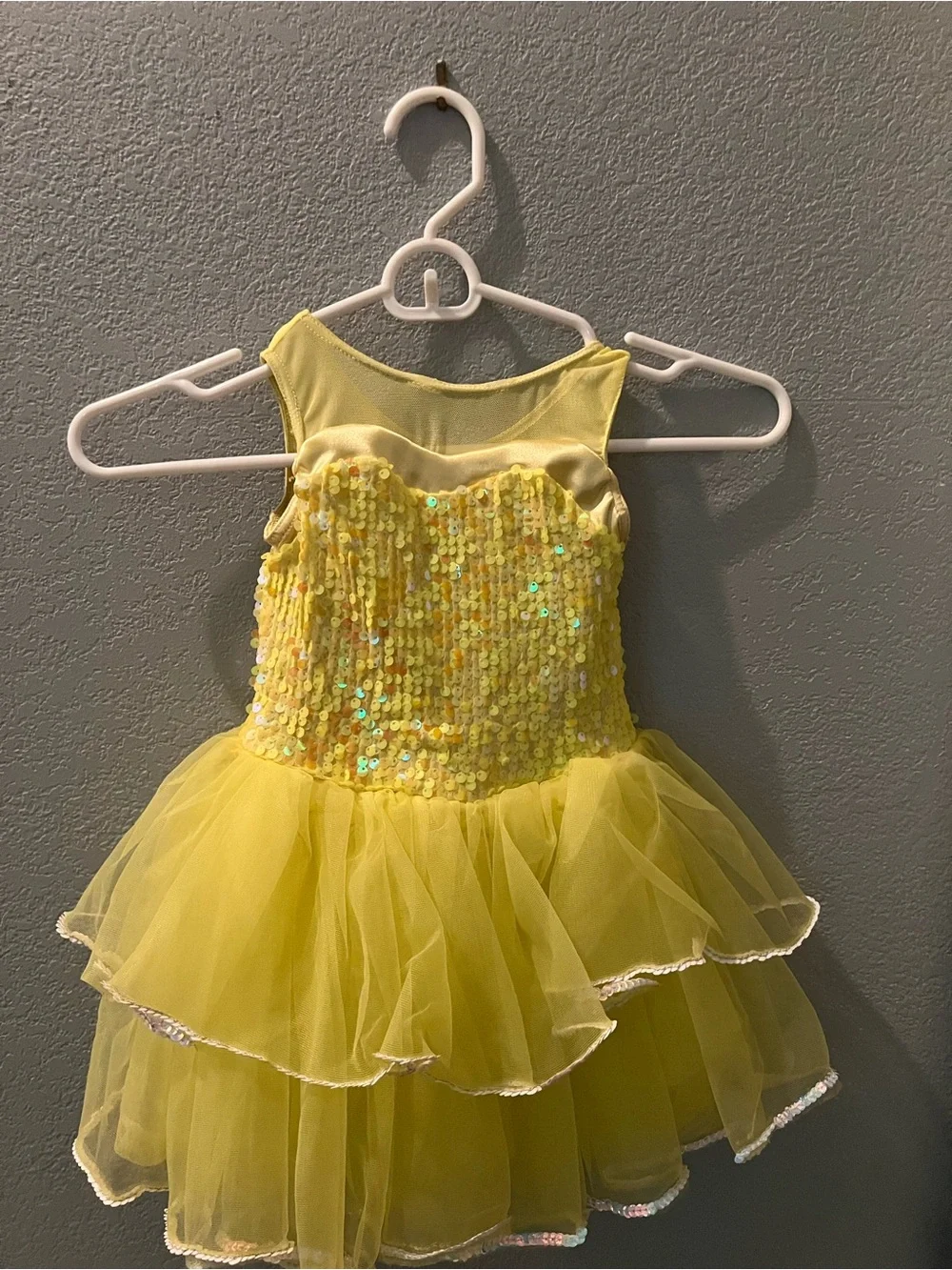 Yellow Sequin Tulle Kids Costume Dress